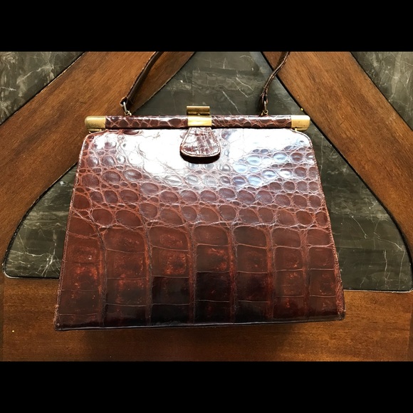 Vintage Alligator Kelly Bag with brass hardware - Picture 2 of 8